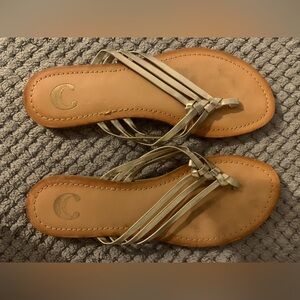 Charming Charlie’s women’s gold and tan sandals size 8M. Offers welcome!!